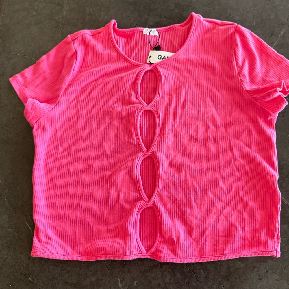 Garage Hot Pink Ribbed Top